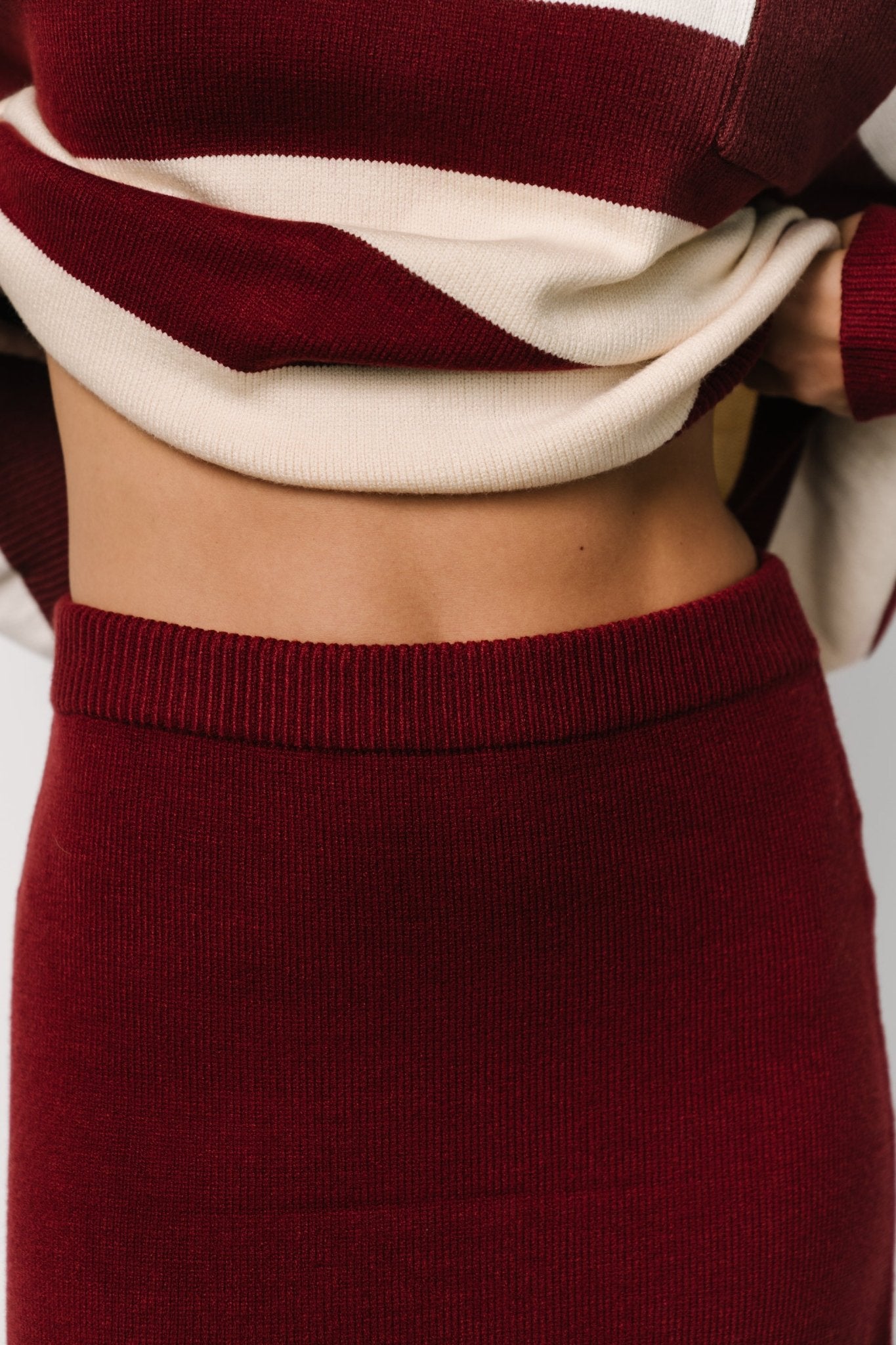 Carlotta Sweater + Skirt Set | Burgundy + Cream - Baltic Born