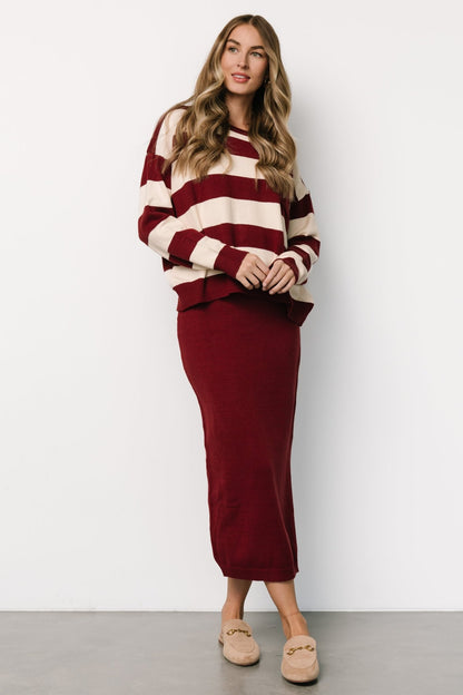 Carlotta Sweater + Skirt Set | Burgundy + Cream - Baltic Born