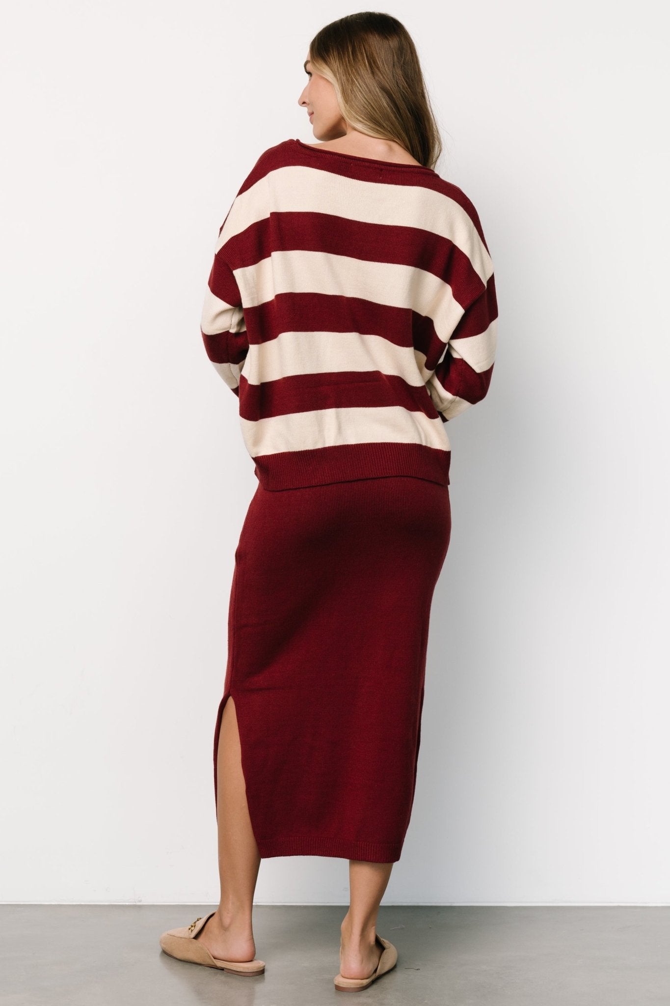 Carlotta Sweater + Skirt Set | Burgundy + Cream - Baltic Born