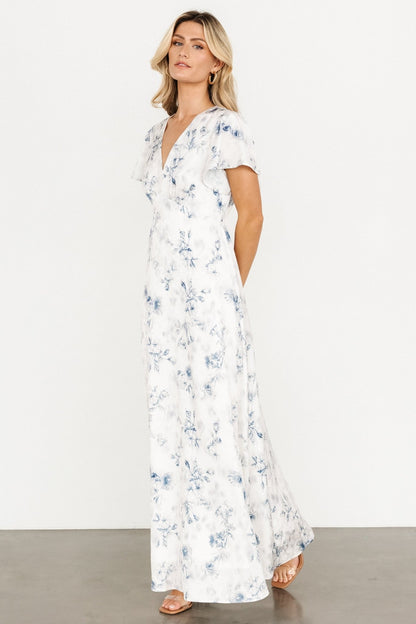 Carmen Maxi Dress | Off White + Blue Floral - Baltic Born