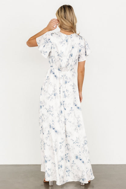 Carmen Maxi Dress | Off White + Blue Floral - Baltic Born