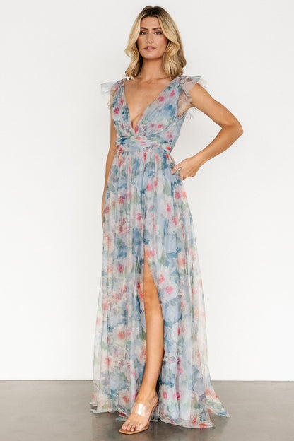 Carmine Maxi Dress | Dusty Blue Floral - Baltic Born