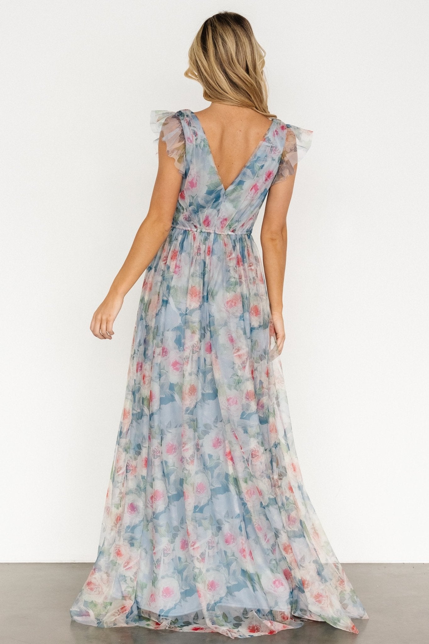 Carmine Maxi Dress | Dusty Blue Floral - Baltic Born