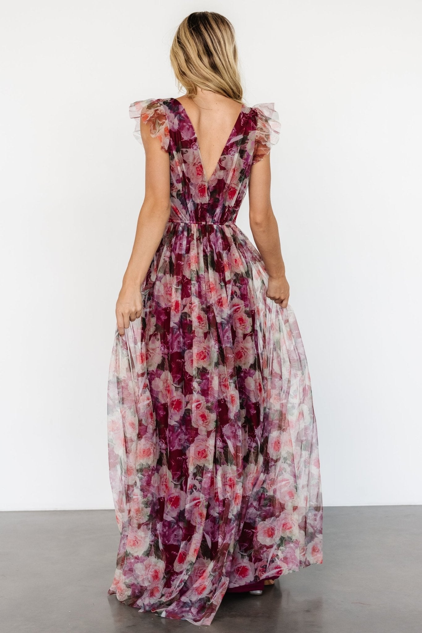 Carmine Maxi Dress | Wine Floral - Baltic Born