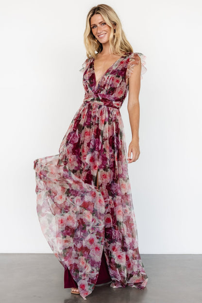 Carmine Maxi Dress | Wine Floral - Baltic Born