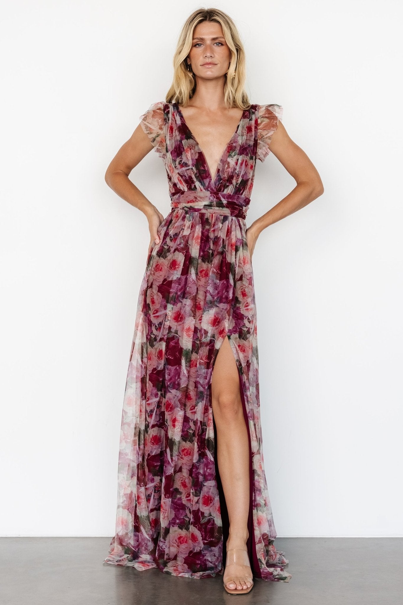 Carmine Maxi Dress | Wine Floral - Baltic Born