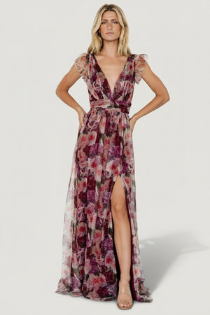 Carmine Maxi Dress | Wine Floral - Baltic Born