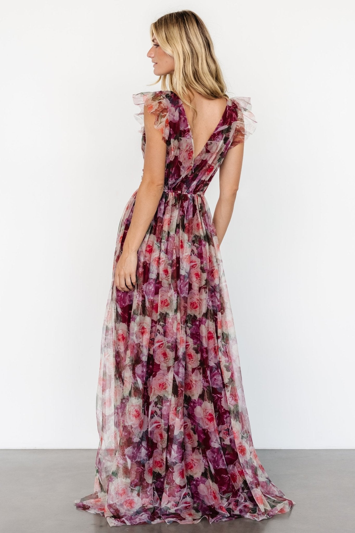 Carmine Maxi Dress | Wine Floral - Baltic Born