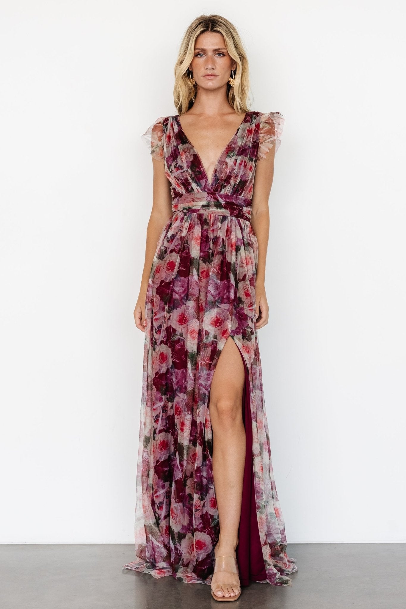 Carmine Maxi Dress | Wine Floral - Baltic Born