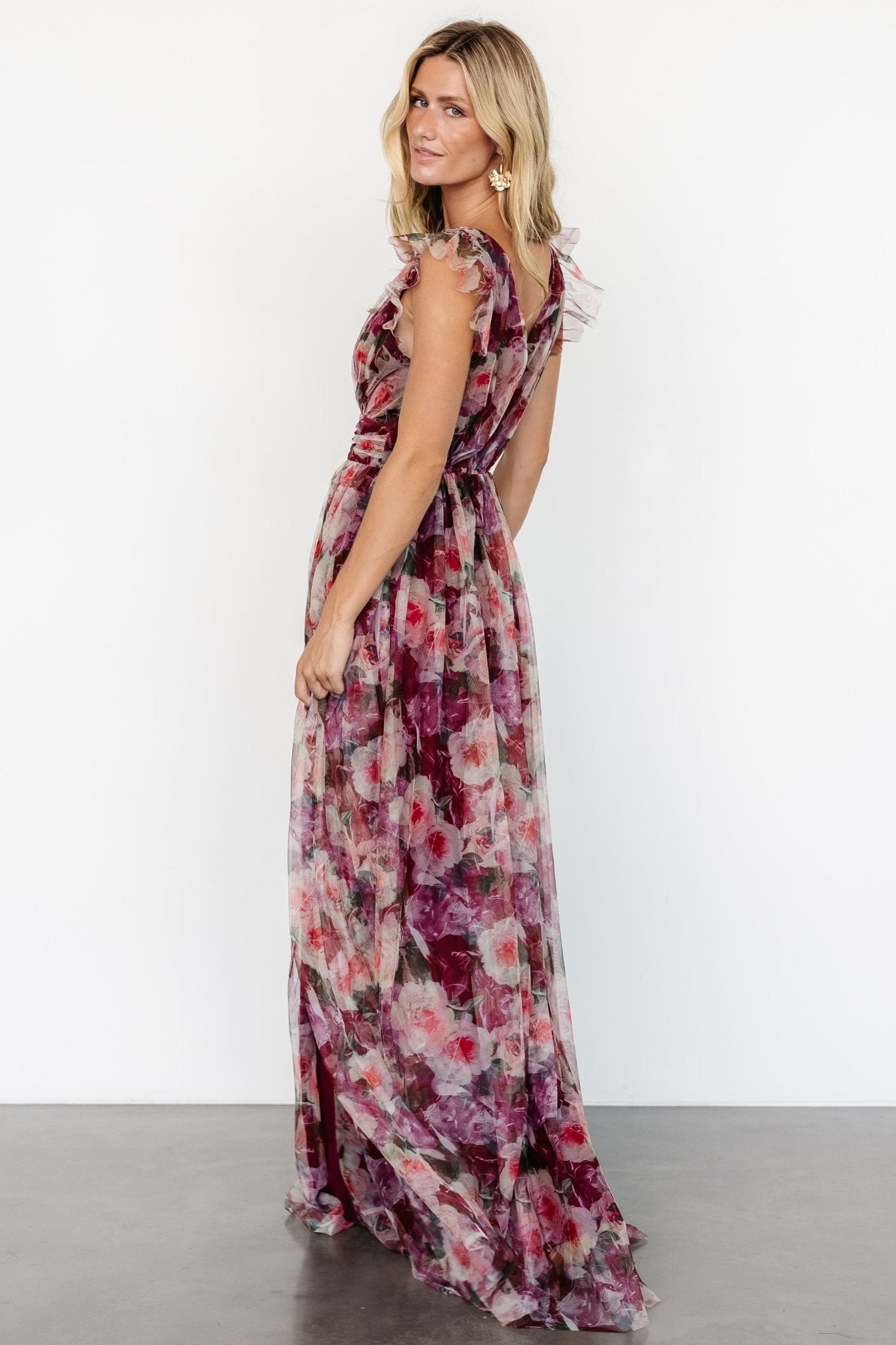 Carmine Maxi Dress | Wine Floral - Baltic Born