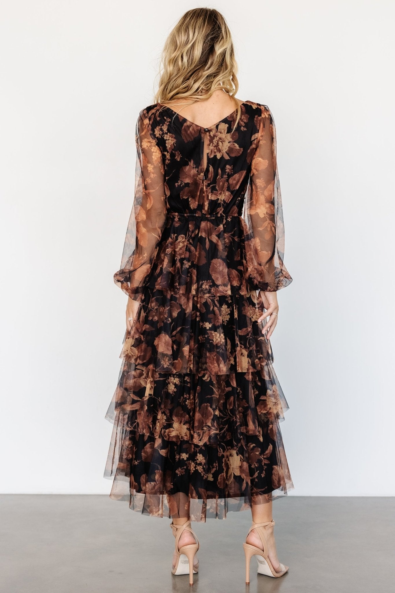 Carolina Tulle Tiered Maxi Dress | Caramel Floral - Baltic Born