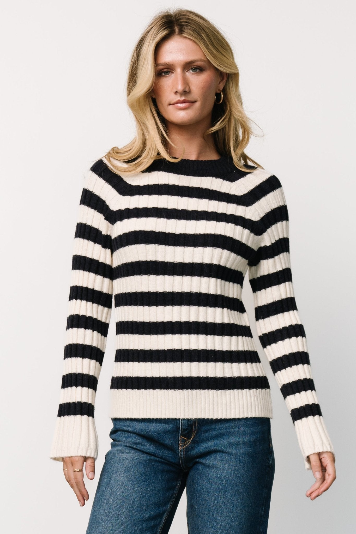 Carrie Striped Sweater | Navy + Ivory - Baltic Born