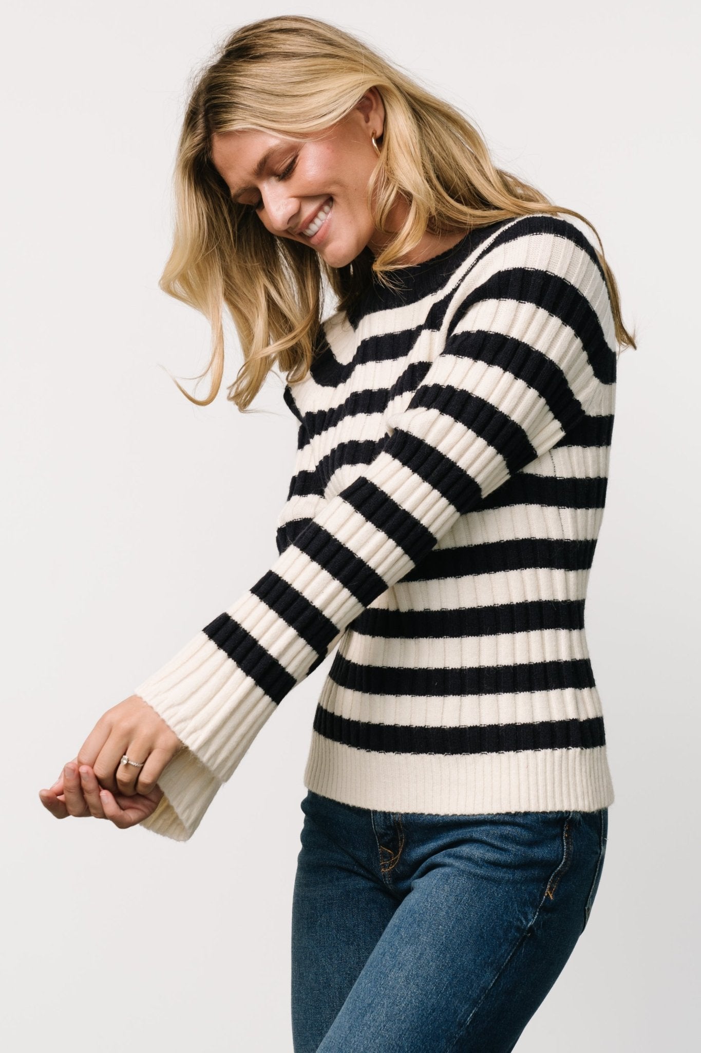 Carrie Striped Sweater | Navy + Ivory - Baltic Born