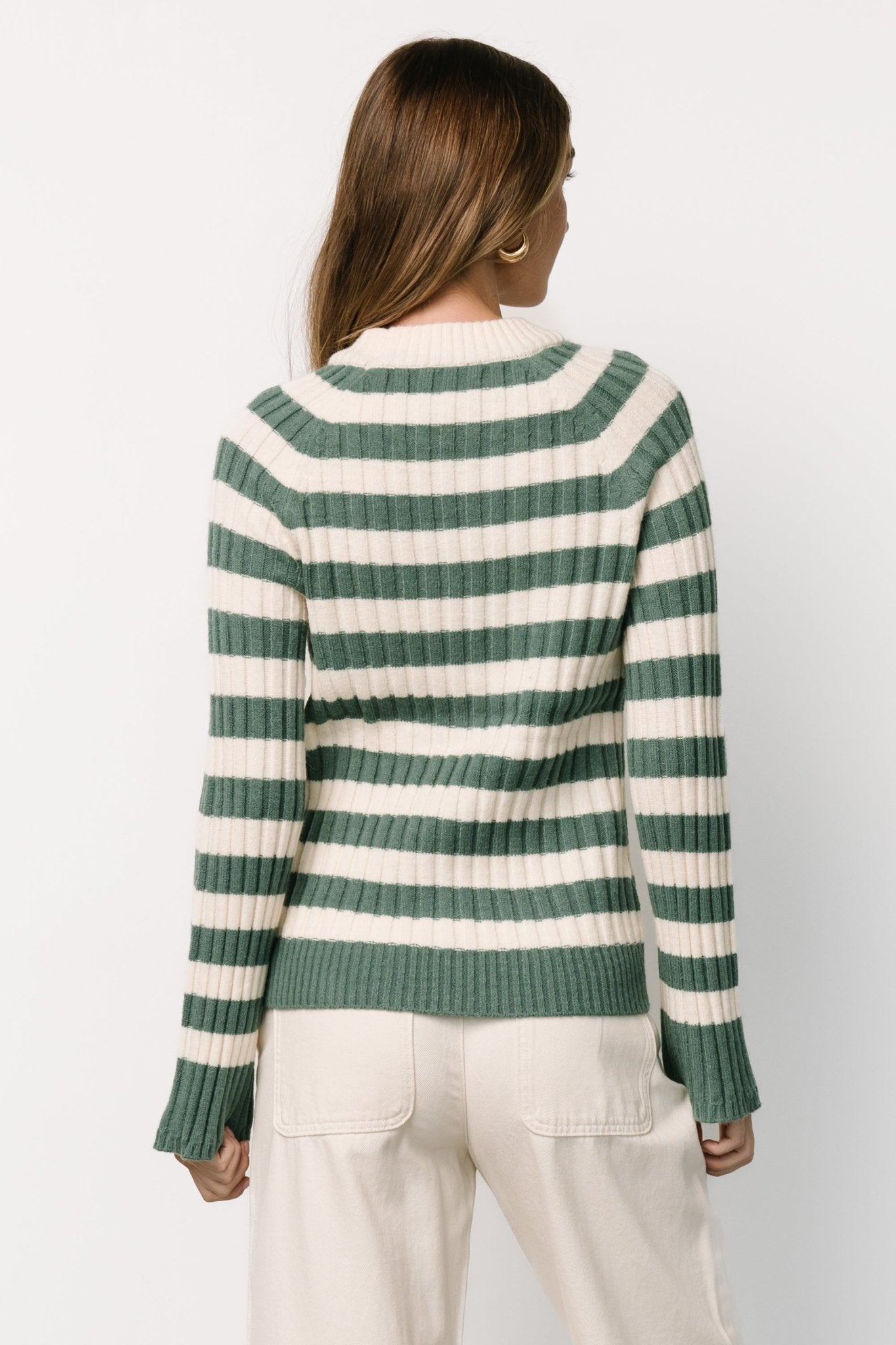 Carrie Striped Sweater | Teal + Ivory - Baltic Born