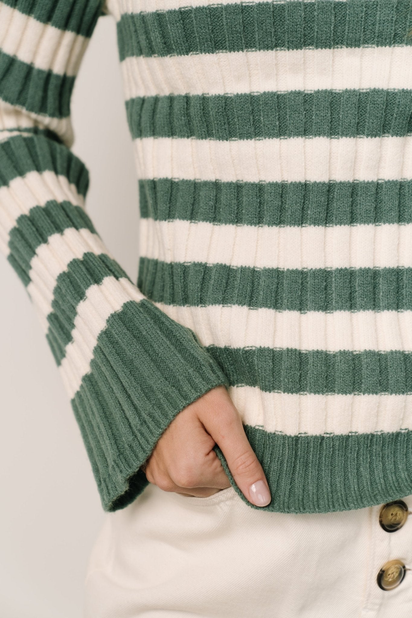 Carrie Striped Sweater | Teal + Ivory - Baltic Born