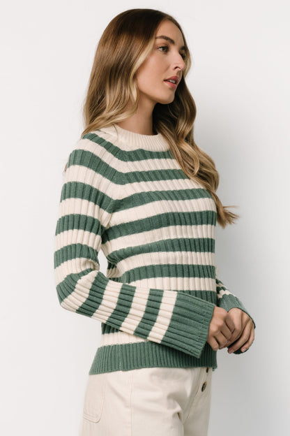 Carrie Striped Sweater | Teal + Ivory - Baltic Born