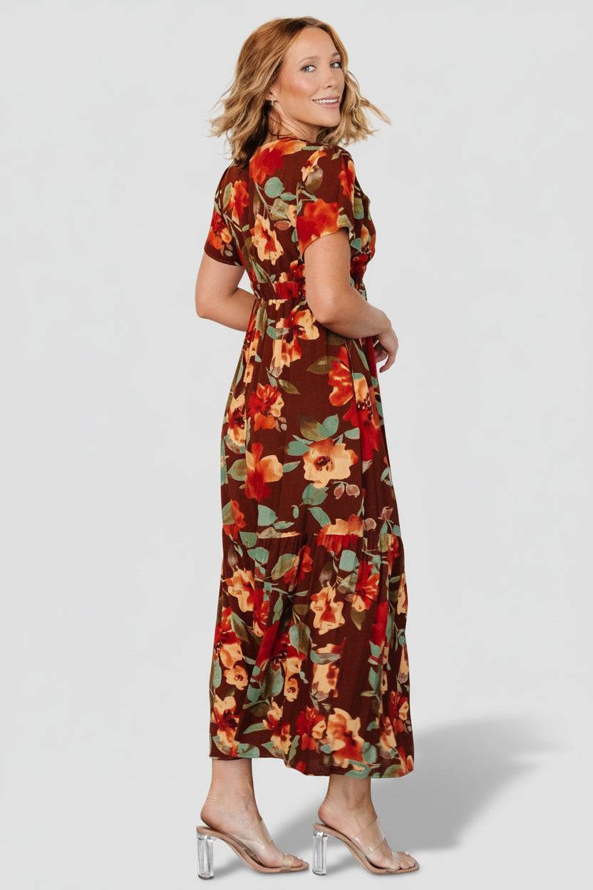 Cassie Short Sleeve Dress | Copper Floral
