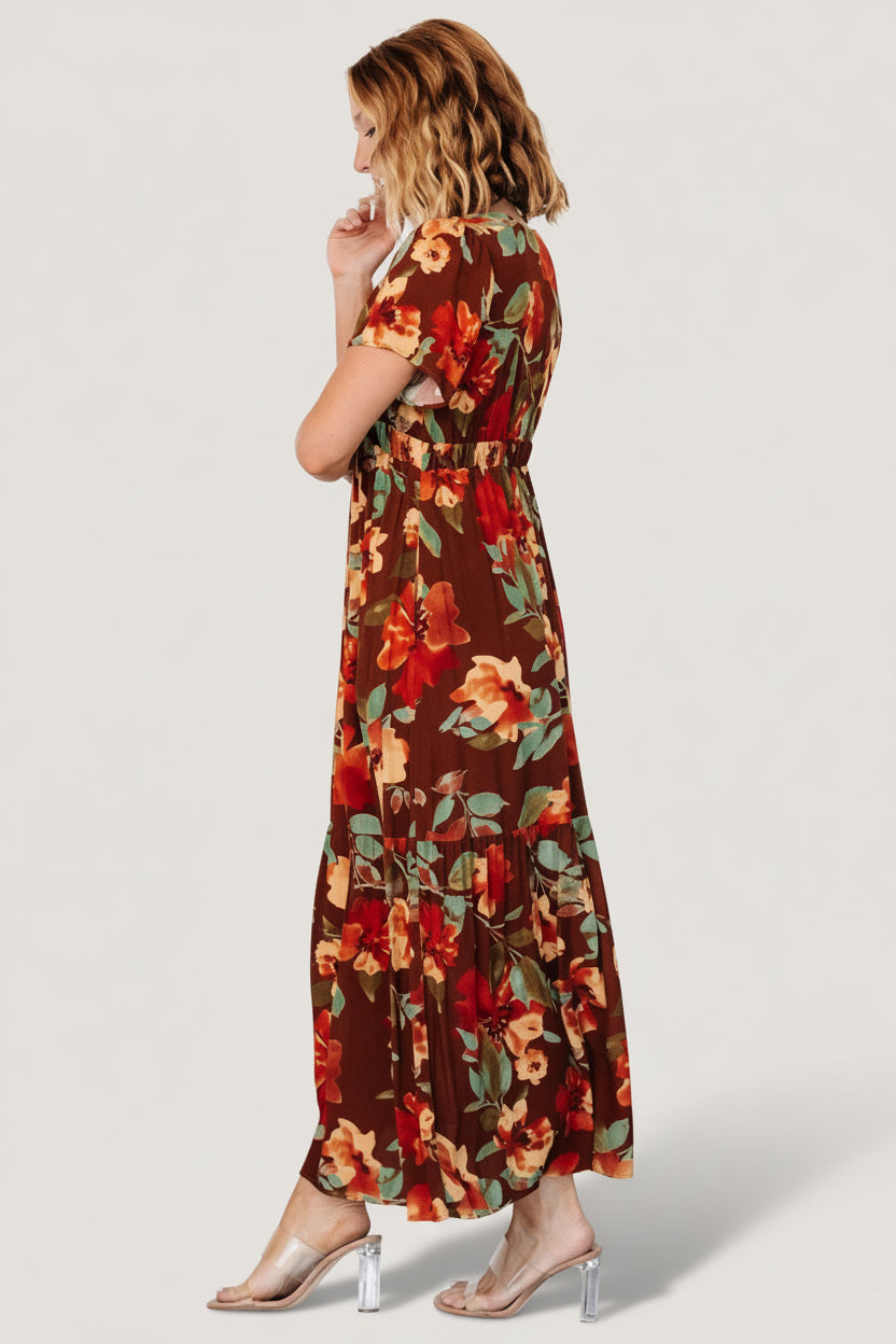Cassie Short Sleeve Dress | Copper Floral
