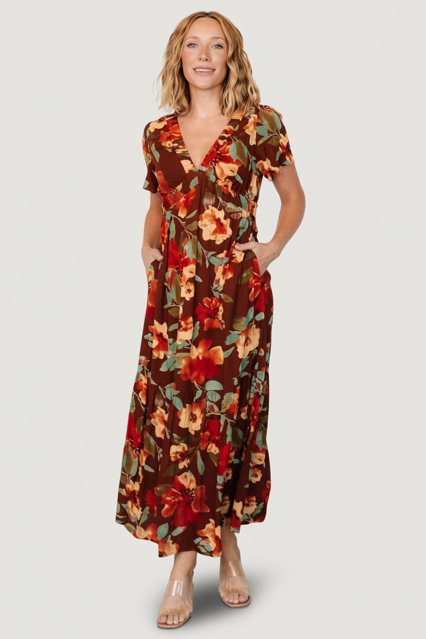 Cassie Short Sleeve Dress | Copper Floral