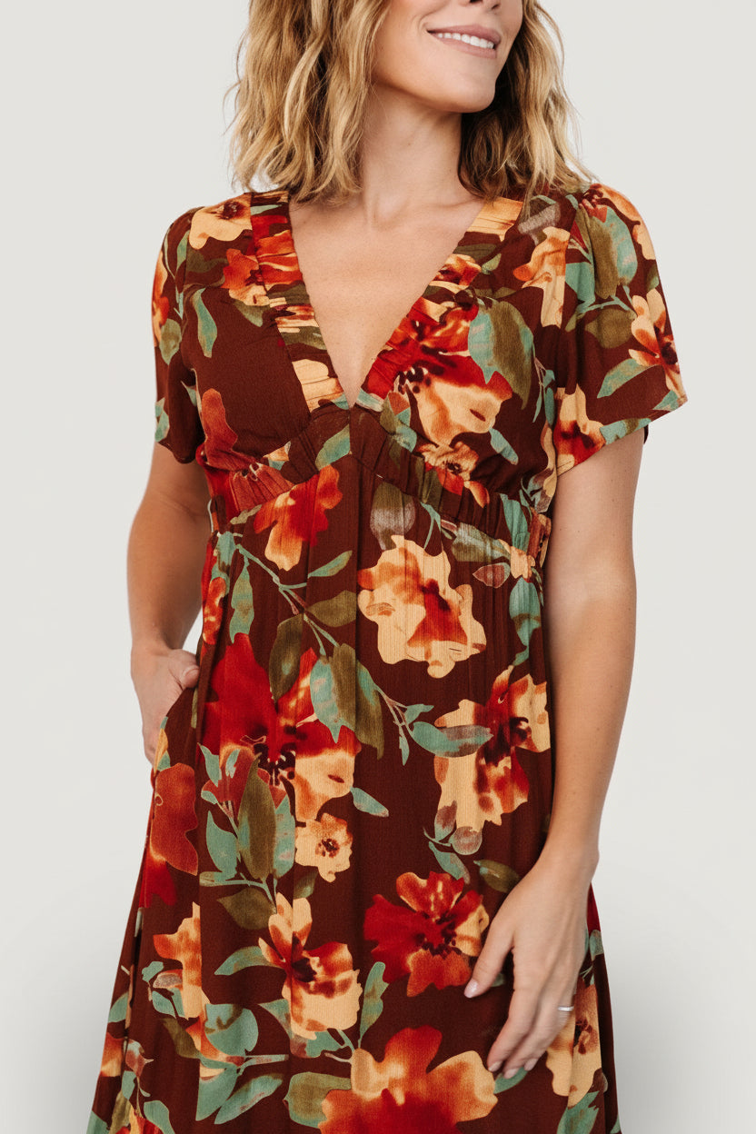 Cassie Short Sleeve Dress | Copper Floral