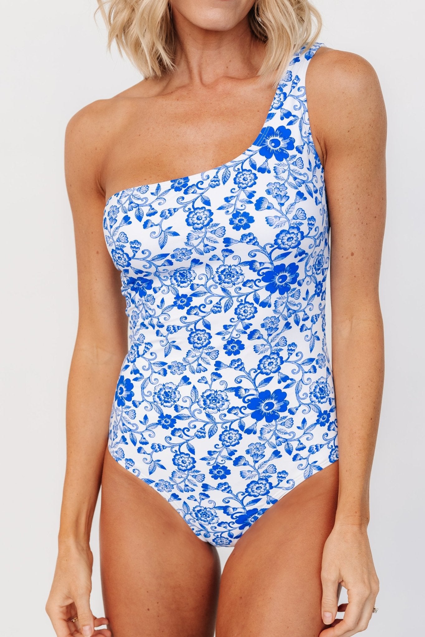 Catania One Piece | White + Cobalt Floral - Baltic Born