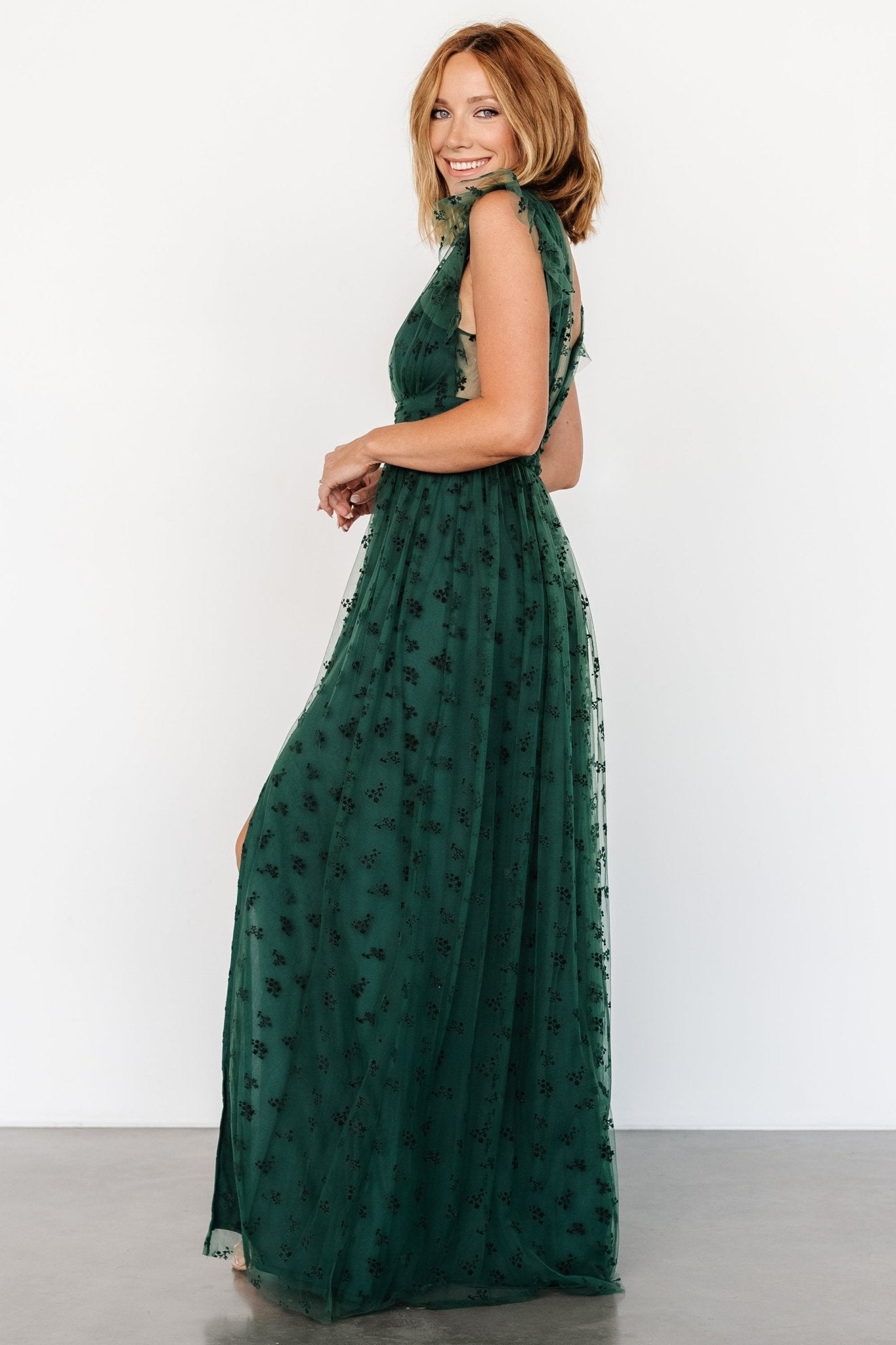 Caterina Tulle Maxi Dress | Dark Green - Baltic Born