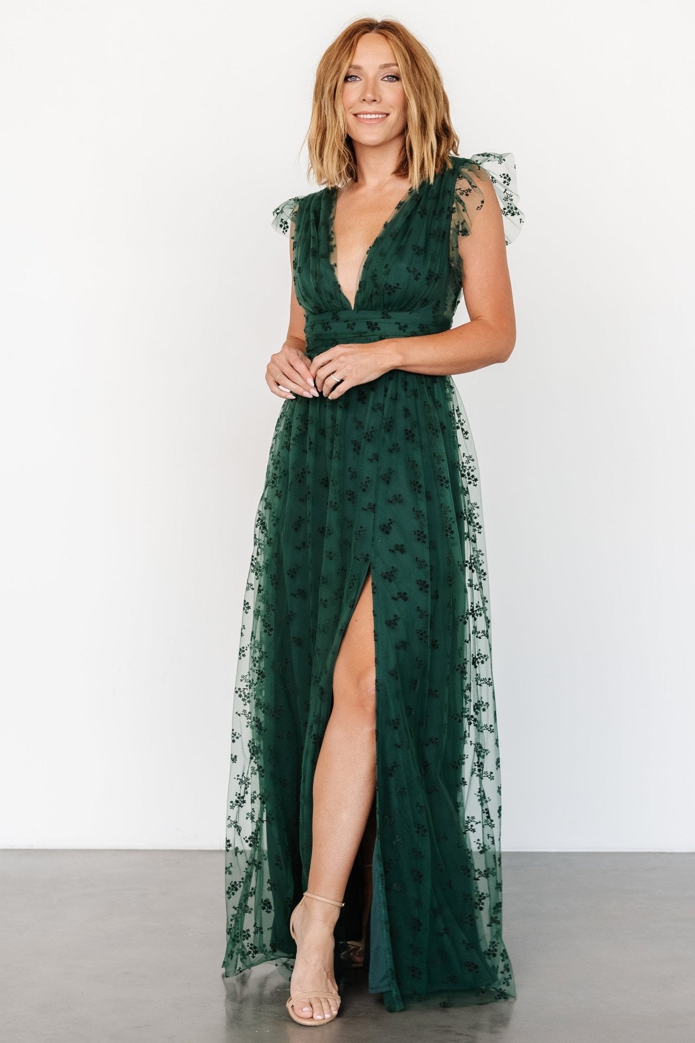 Caterina Tulle Maxi Dress | Dark Green - Baltic Born