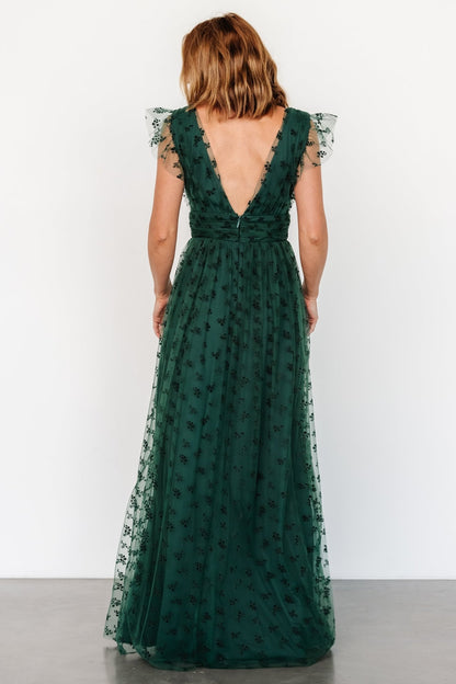 Caterina Tulle Maxi Dress | Dark Green - Baltic Born