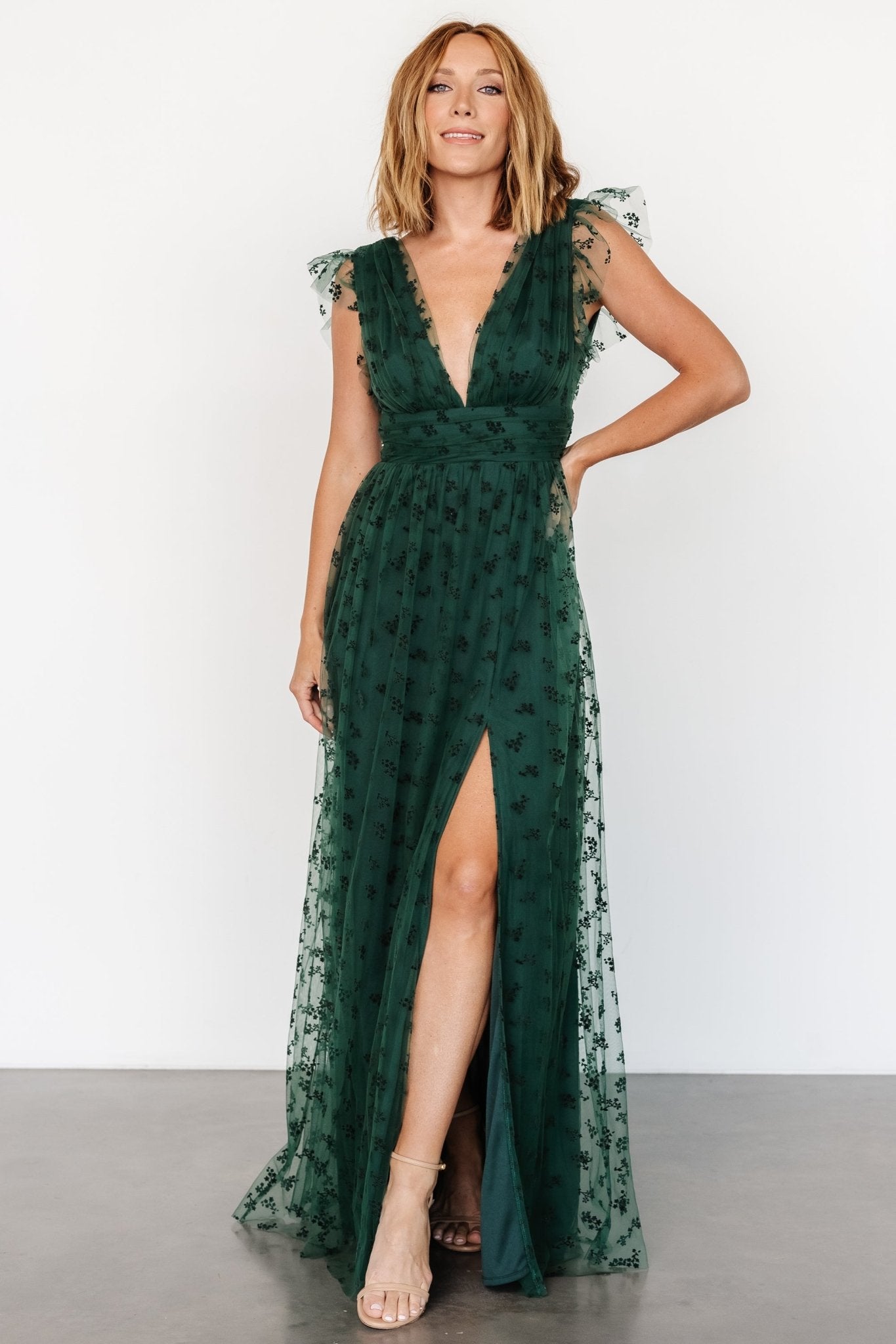 Caterina Tulle Maxi Dress | Dark Green - Baltic Born