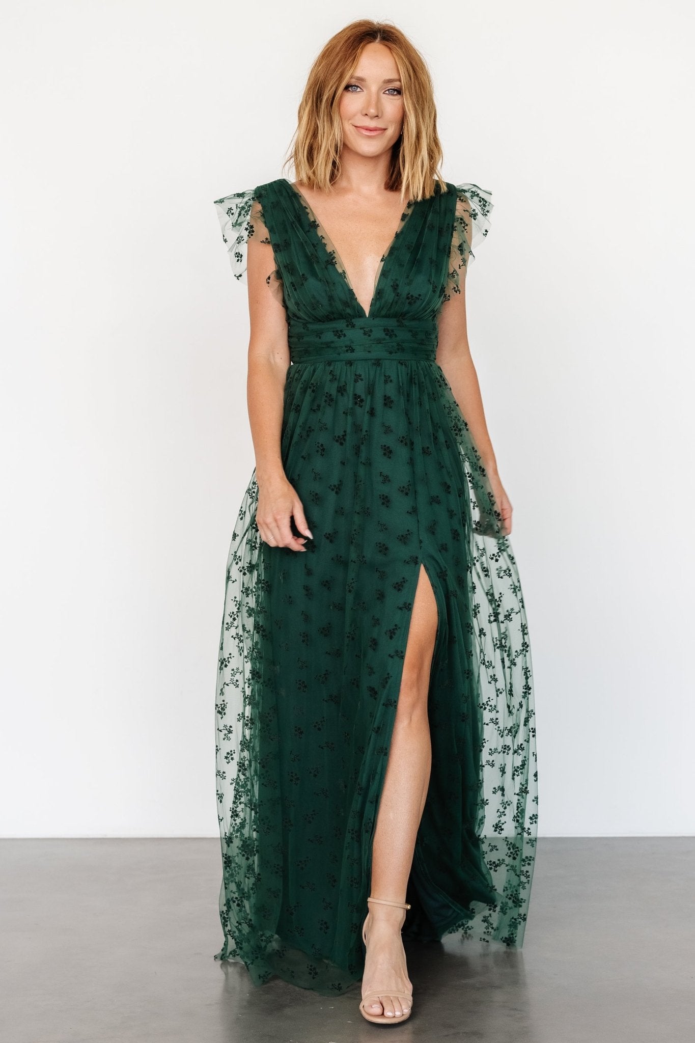 Caterina Tulle Maxi Dress | Dark Green - Baltic Born