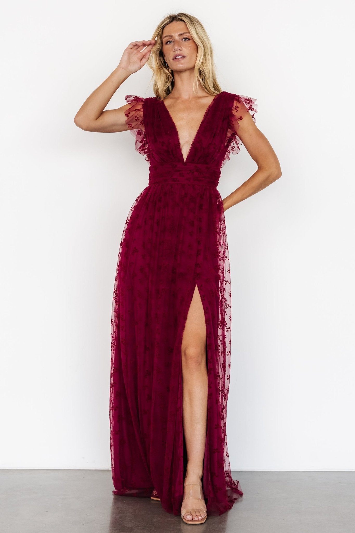 Caterina Tulle Maxi Dress | Wine - Baltic Born