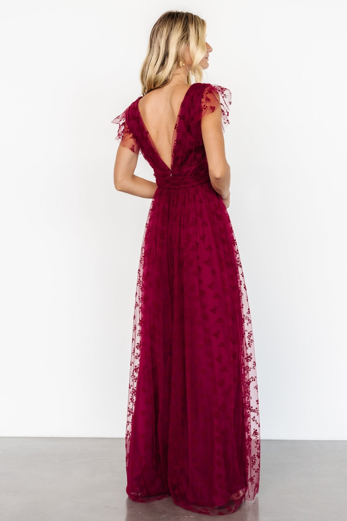 Caterina Tulle Maxi Dress | Wine - Baltic Born