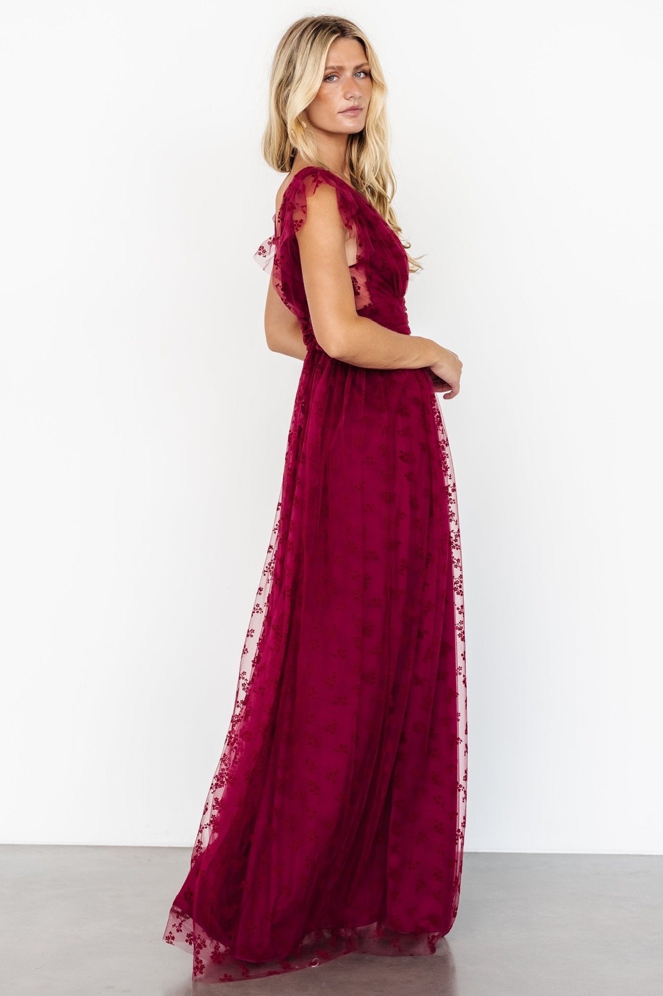 Caterina Tulle Maxi Dress | Wine - Baltic Born