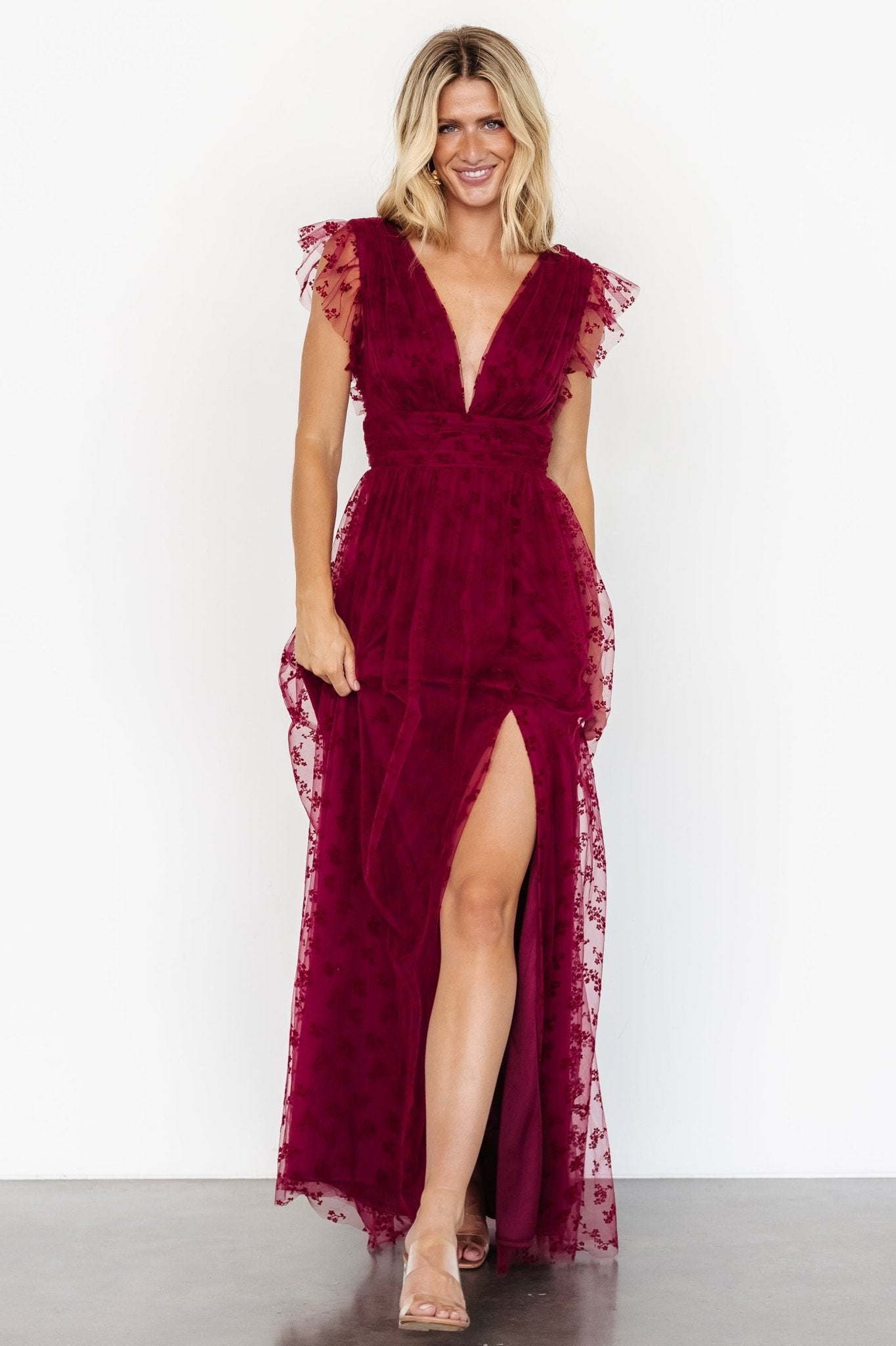 Caterina Tulle Maxi Dress | Wine - Baltic Born