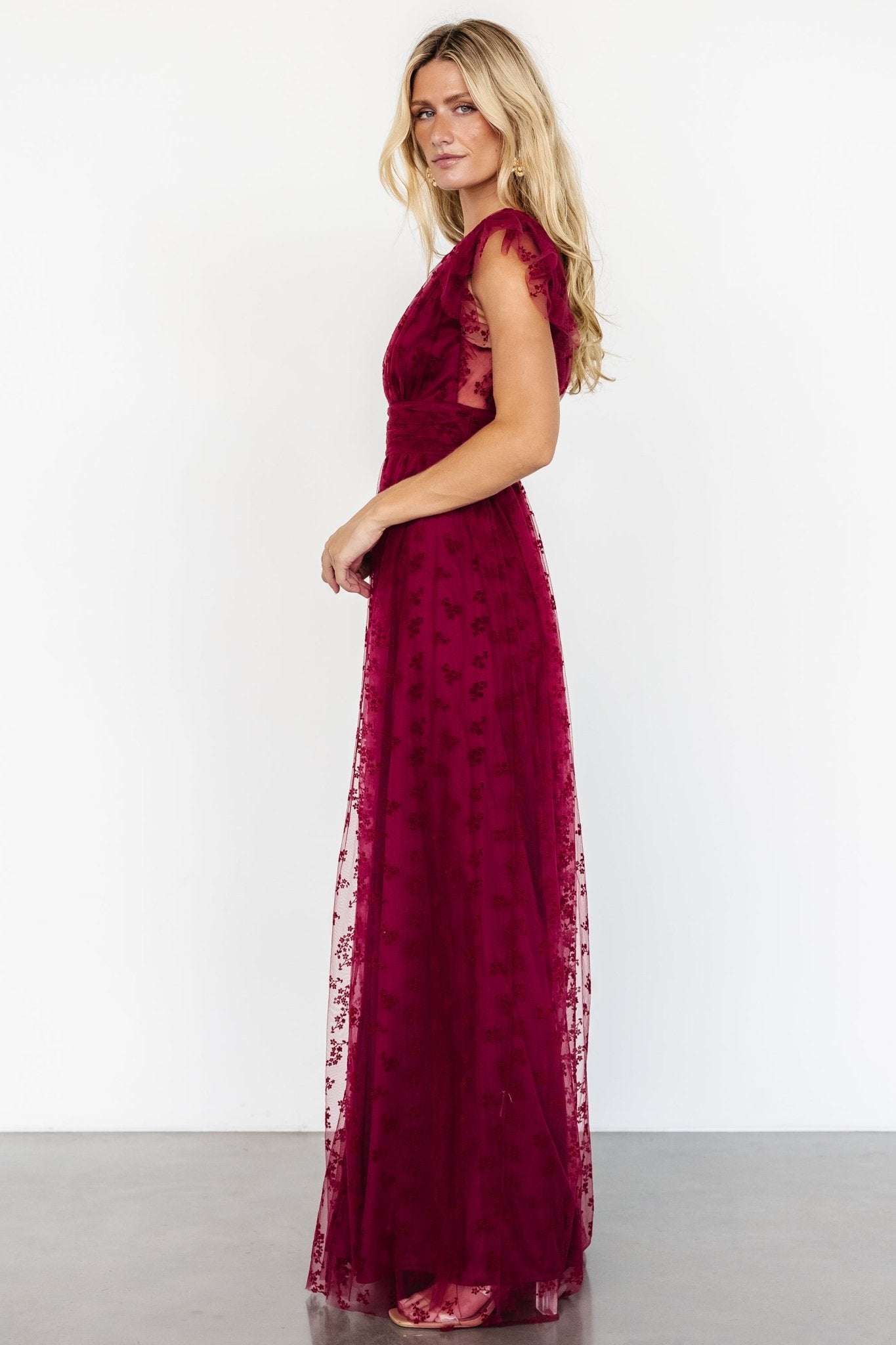 Caterina Tulle Maxi Dress | Wine - Baltic Born