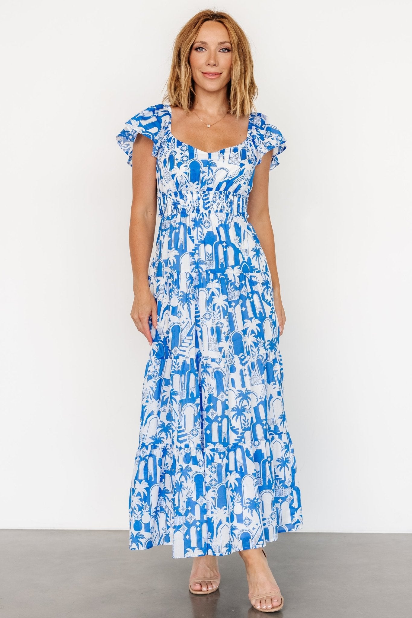 Catira Maxi Dress | Blue + White - Baltic Born