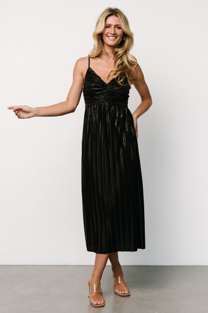 Cecilia Pleated Dress | Black - Baltic Born