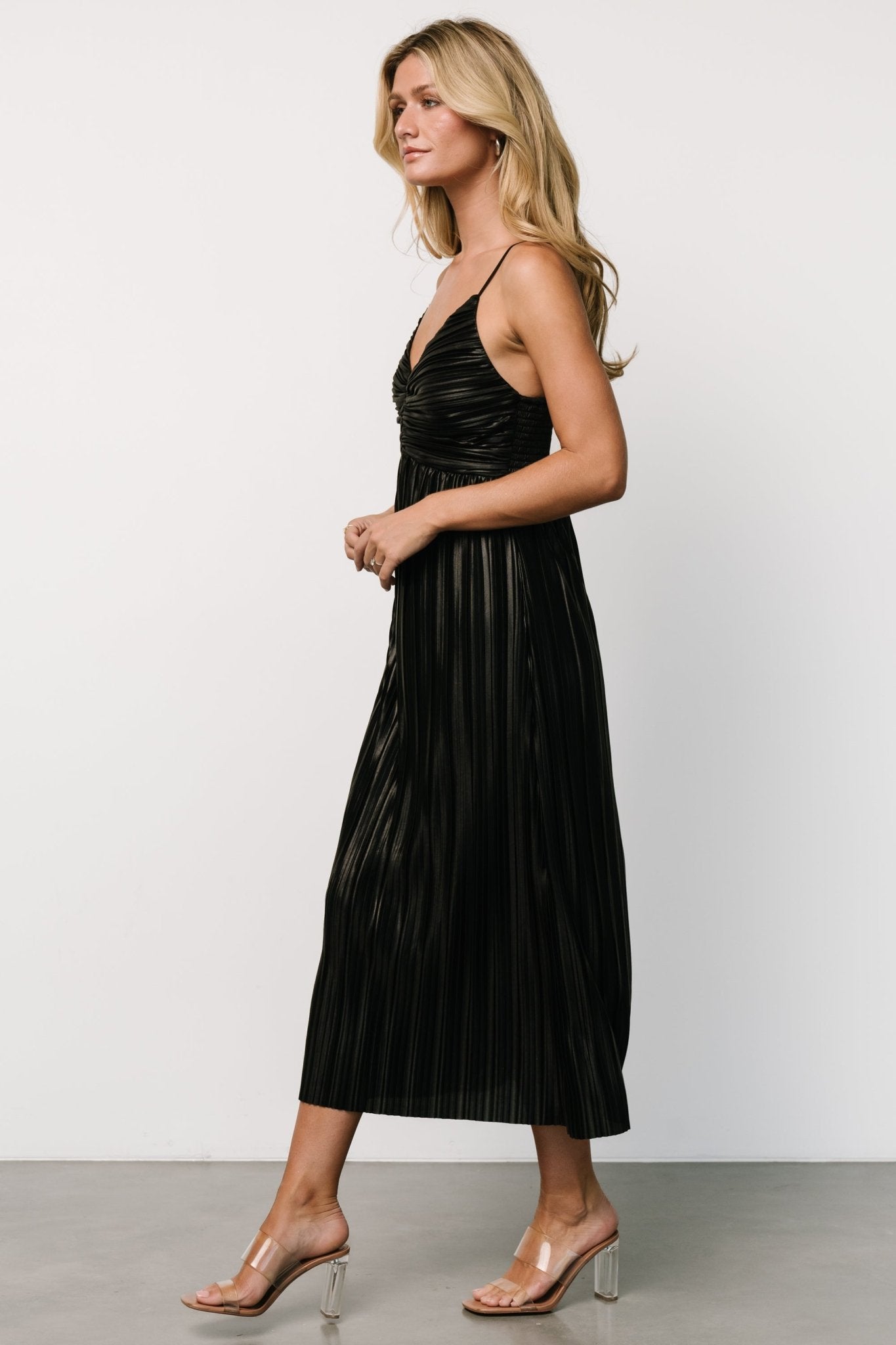 Cecilia Pleated Dress | Black - Baltic Born