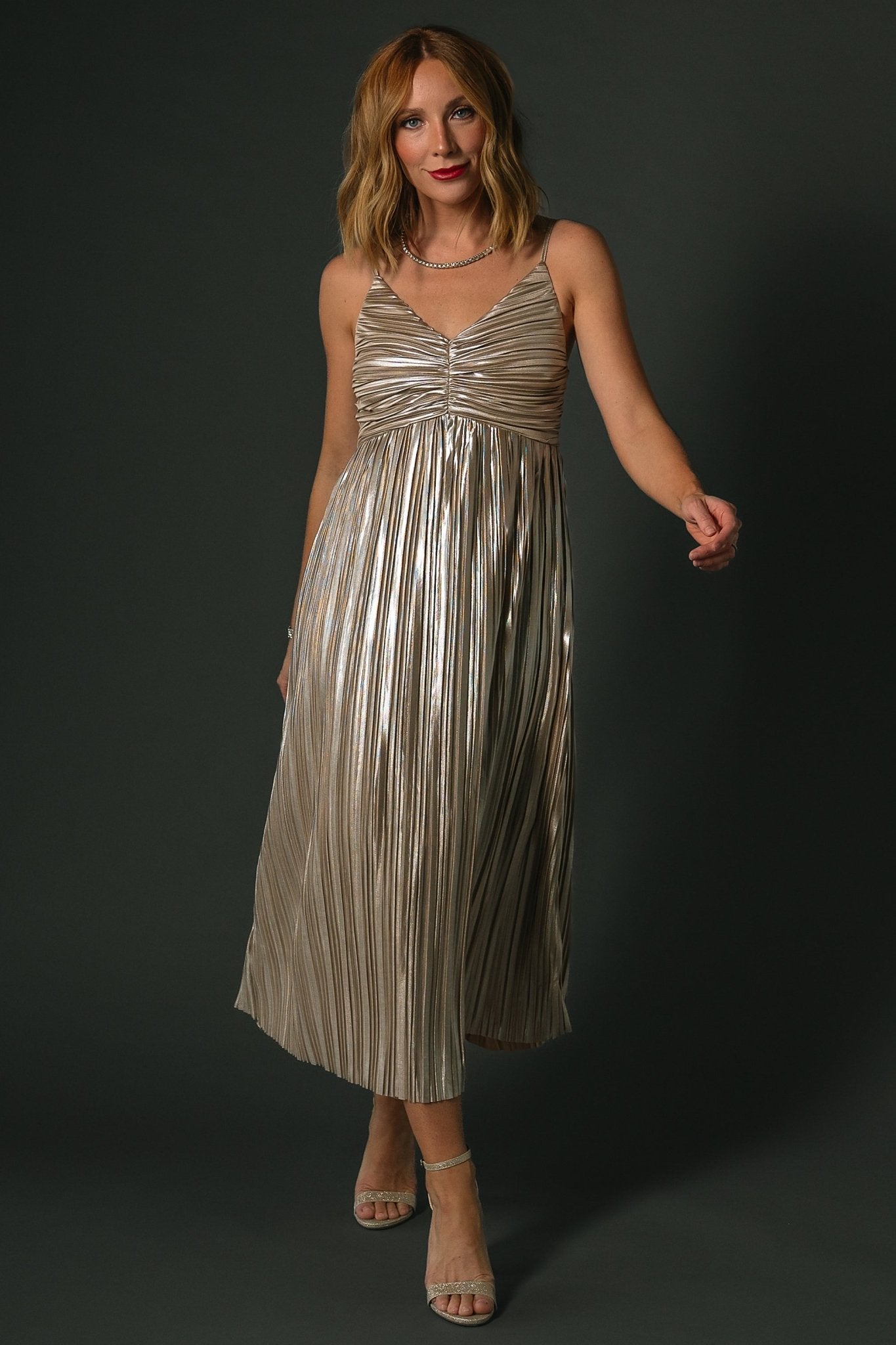 Cecilia Pleated Dress | Champagne - Baltic Born