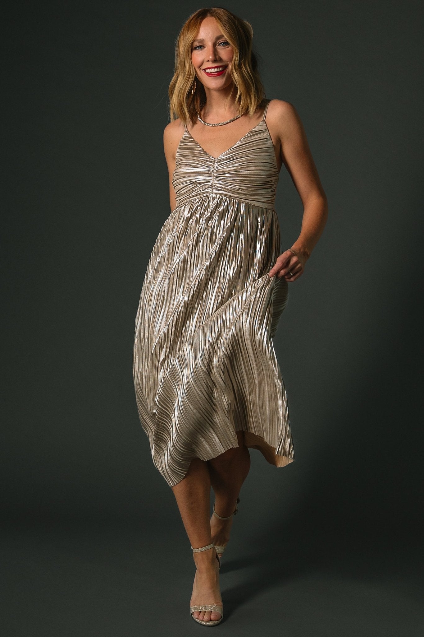 Cecilia Pleated Dress | Champagne - Baltic Born