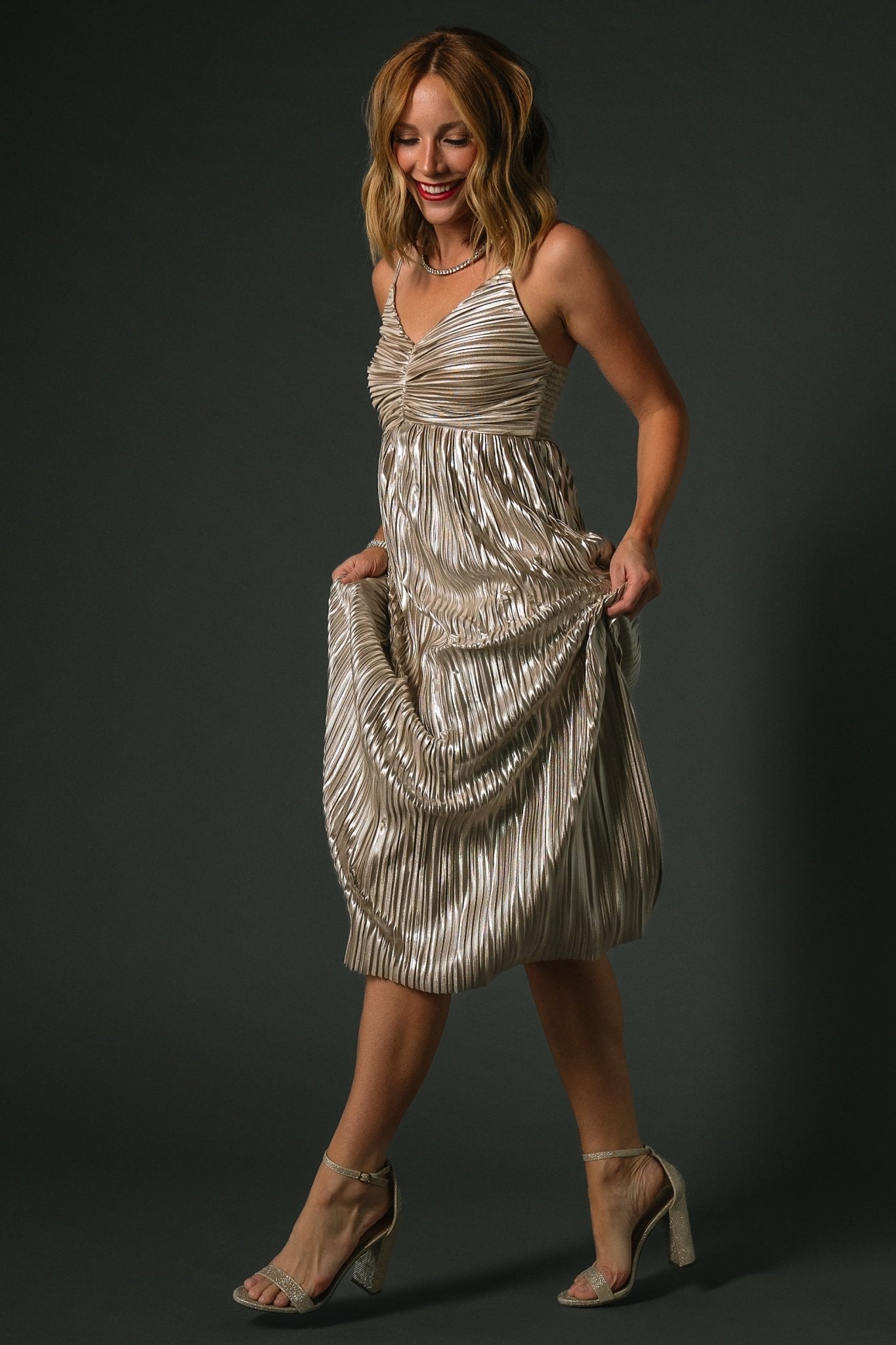 Cecilia Pleated Dress | Champagne - Baltic Born