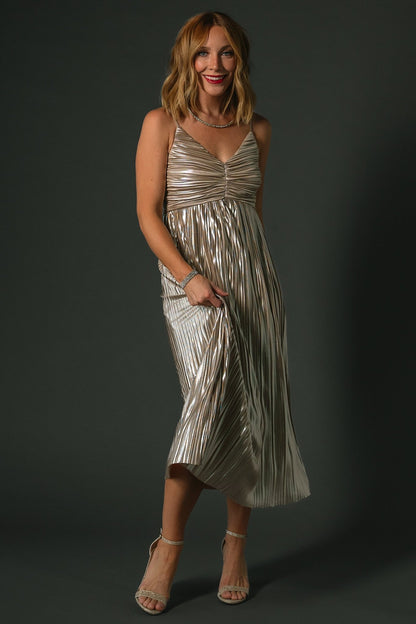 Cecilia Pleated Dress | Champagne - Baltic Born