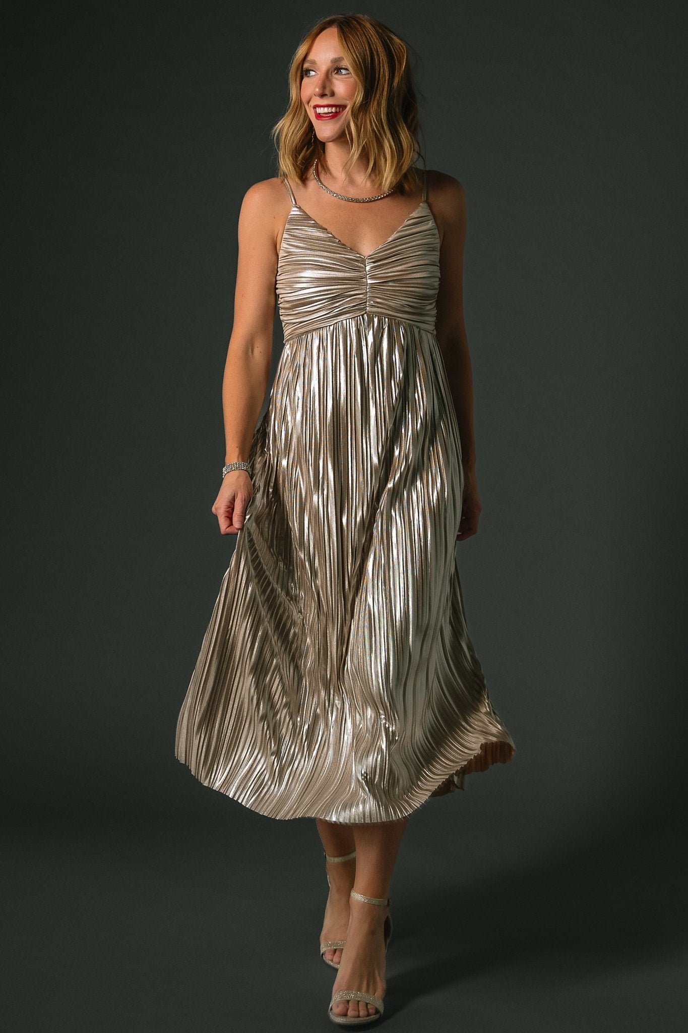 Cecilia Pleated Dress | Champagne - Baltic Born