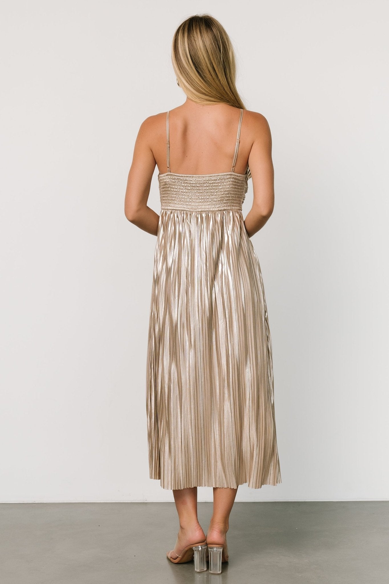 Cecilia Pleated Dress | Champagne - Baltic Born