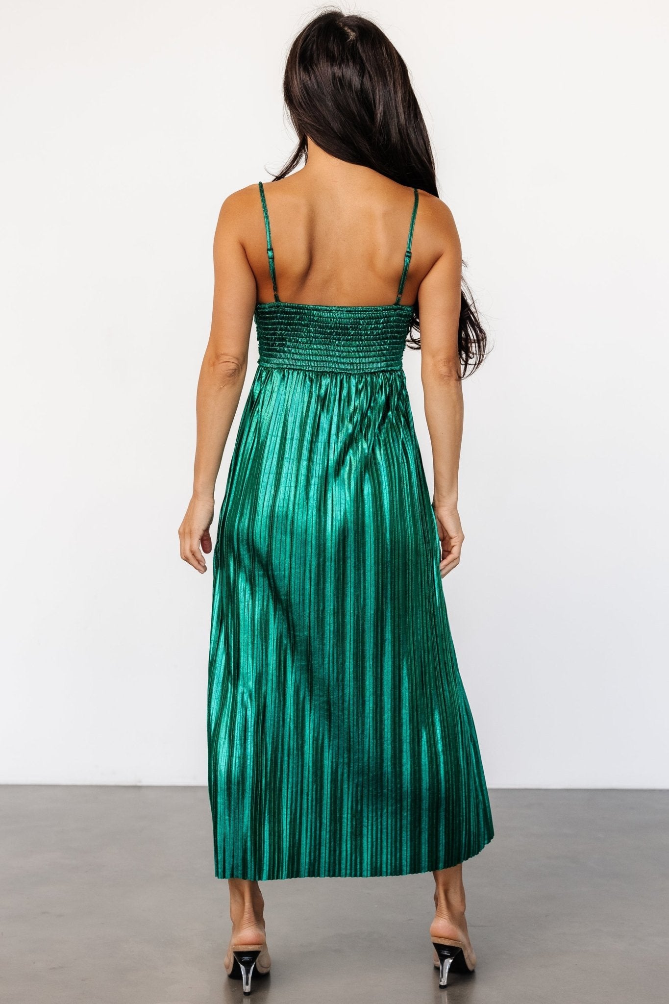 Cecilia Pleated Dress | Emerald - Baltic Born