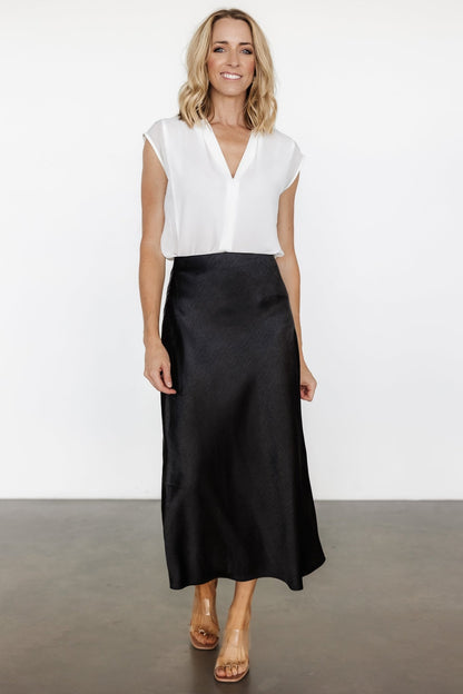 Celeste Satin Midi Skirt | Black - Baltic Born