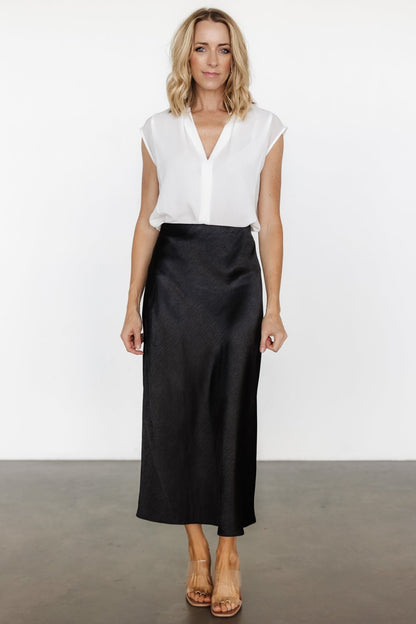 Celeste Satin Midi Skirt | Black - Baltic Born