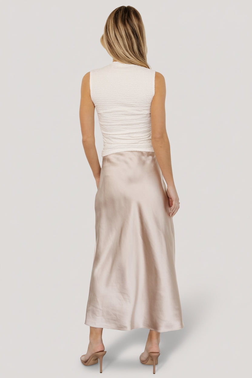Celeste Satin Midi Skirt | Champagne