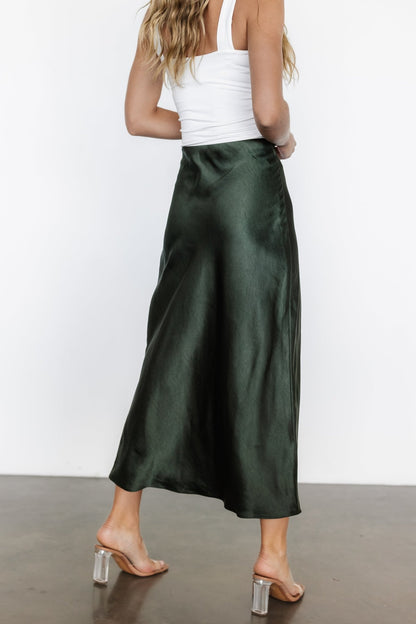 Celeste Satin Midi Skirt | Dark Green - Baltic Born