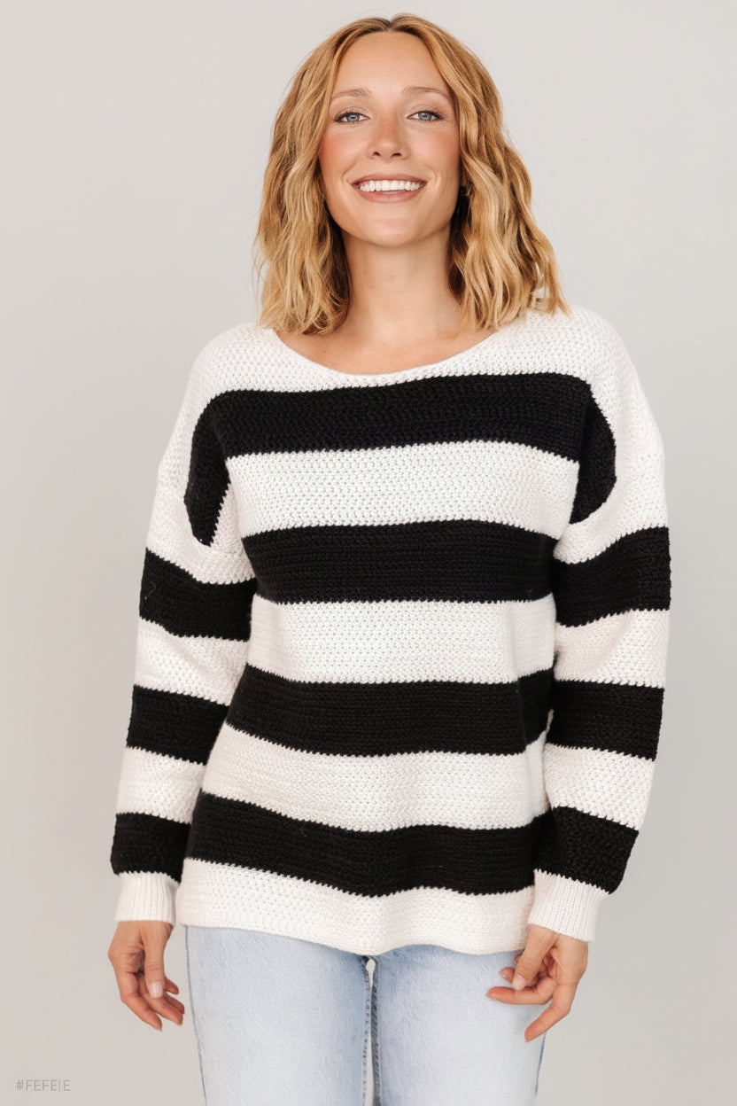 Cervinia Knit Sweater | Cream + Black